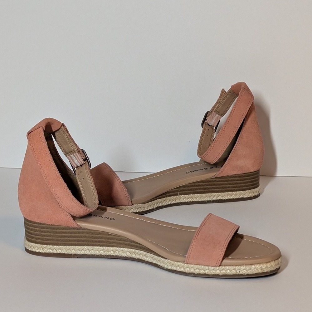 Lucky Brand Westae Sandal Women 8.5 Pink Suede Espadrille Wedge Boho Vacation